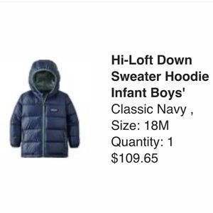 Patagonia 12-18Mo Boys Down Hood Jacket EUC